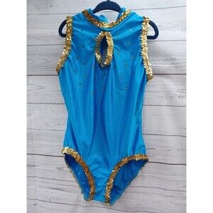 P.Cotton Design Dance Leotard Child YL Gymnastics Costume Aqua Turquoise